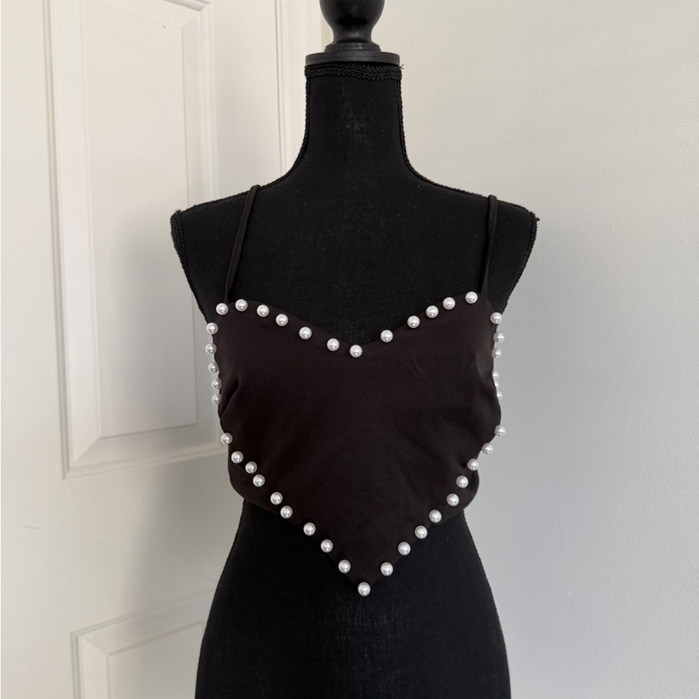 Black Pearl- Heart Embellished Women's Top